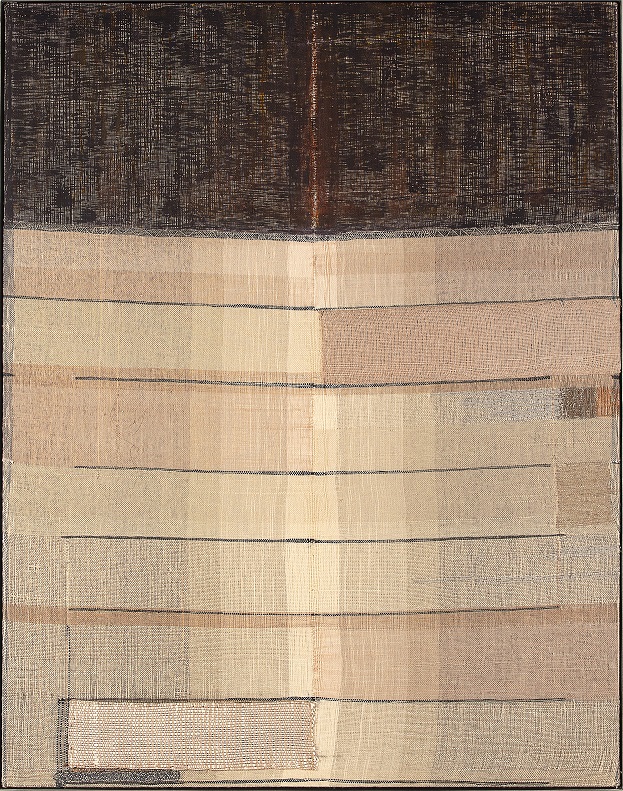 
							

									Elizabeth Hohimer									Flowers, Honey, Milk 2021									dirt-dyed cotton, paper & silk woven tapestry set in steel frame<br />
75 1/2 x 60 x 2 1/2 inches									


							