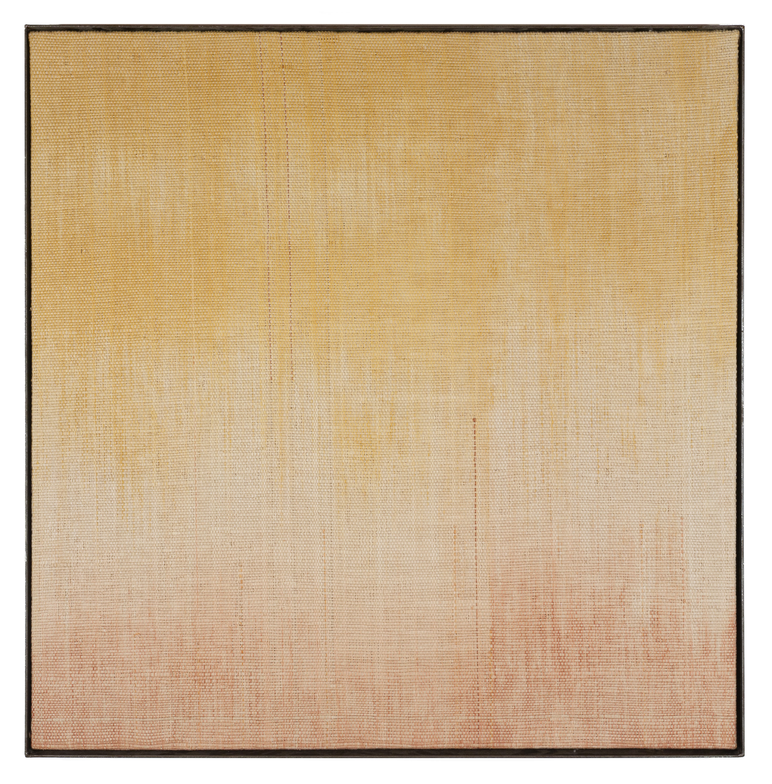 

											Will Clift and Elizabeth Hohimer</b>

											<em>
												Desert Variations</em> 

											<h4>
												Santa Fe: May 28 - July 30, 2022											</h4>

		                																																<i>Just a Little Bit Longer Where It's Warm,</i>  
																																								2021, 
																																								West Texas cotton dyed with collected clay, pine paper, and silk tapestry in steel frame., 
																																								37 x 36 3/4 x 2 1/2 inches 
																								
		                				