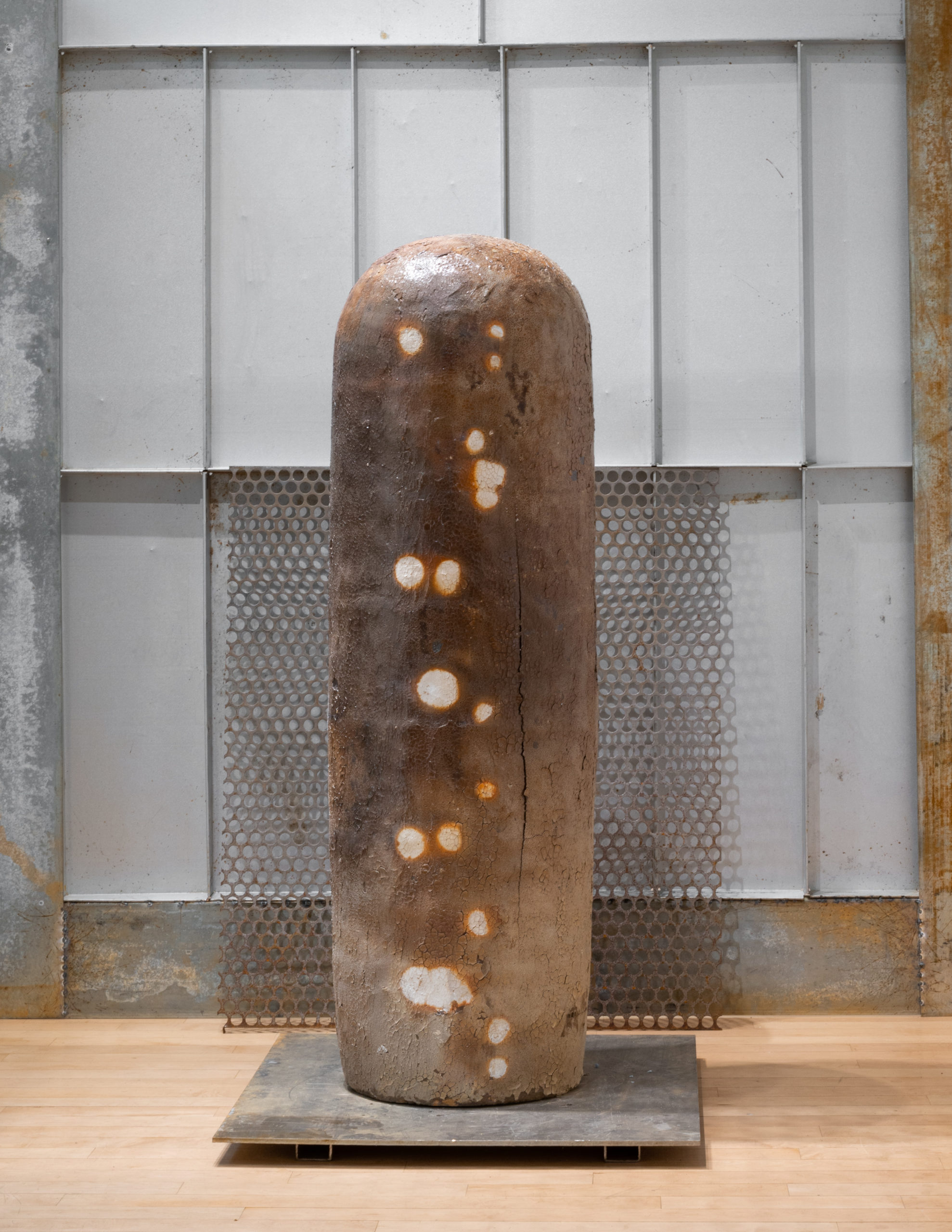
		                					Daniel Johnston		                																	
																											<i>Untitled 1,</i>  
																																								2022, 
																																								local wood-fired stoneware with a salt glaze, 
																																								63 1/2 x 16 inches (diameter) 
																								
		                				