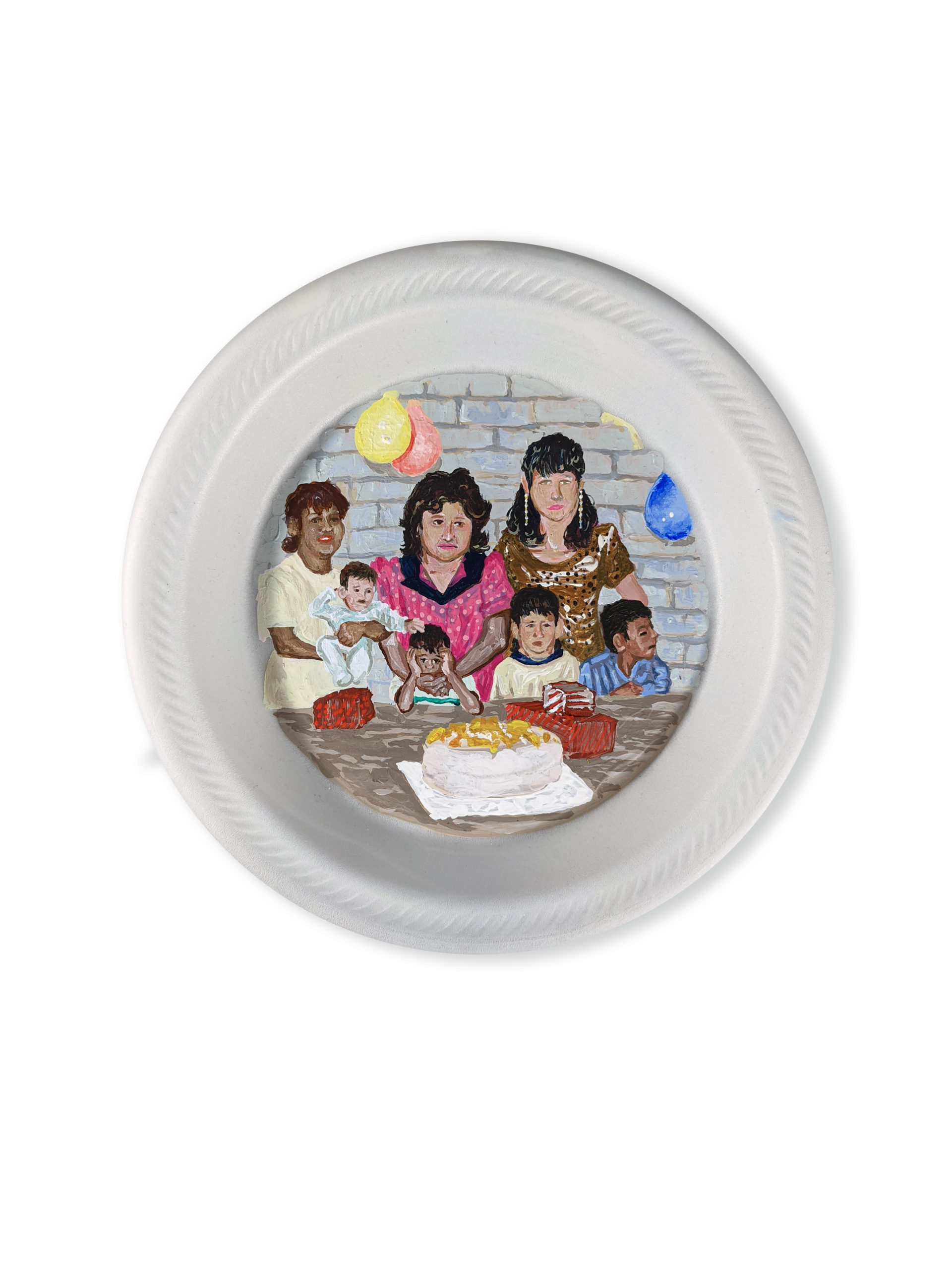 

											Fernando Andrade</b>

											<em>
												Homemade Cakes and Piñatas</em> 

											<h4>
												Santa Fe: June 10 – July 30, 2022											</h4>

		                																																<i>Pastel de Durazno (Peach Cake),</i>  
																																								2022, 
																																								Acrylic on Clear Gessoed Styrofoam Plate, 
																																								9 inches in diameter 
																								
		                				