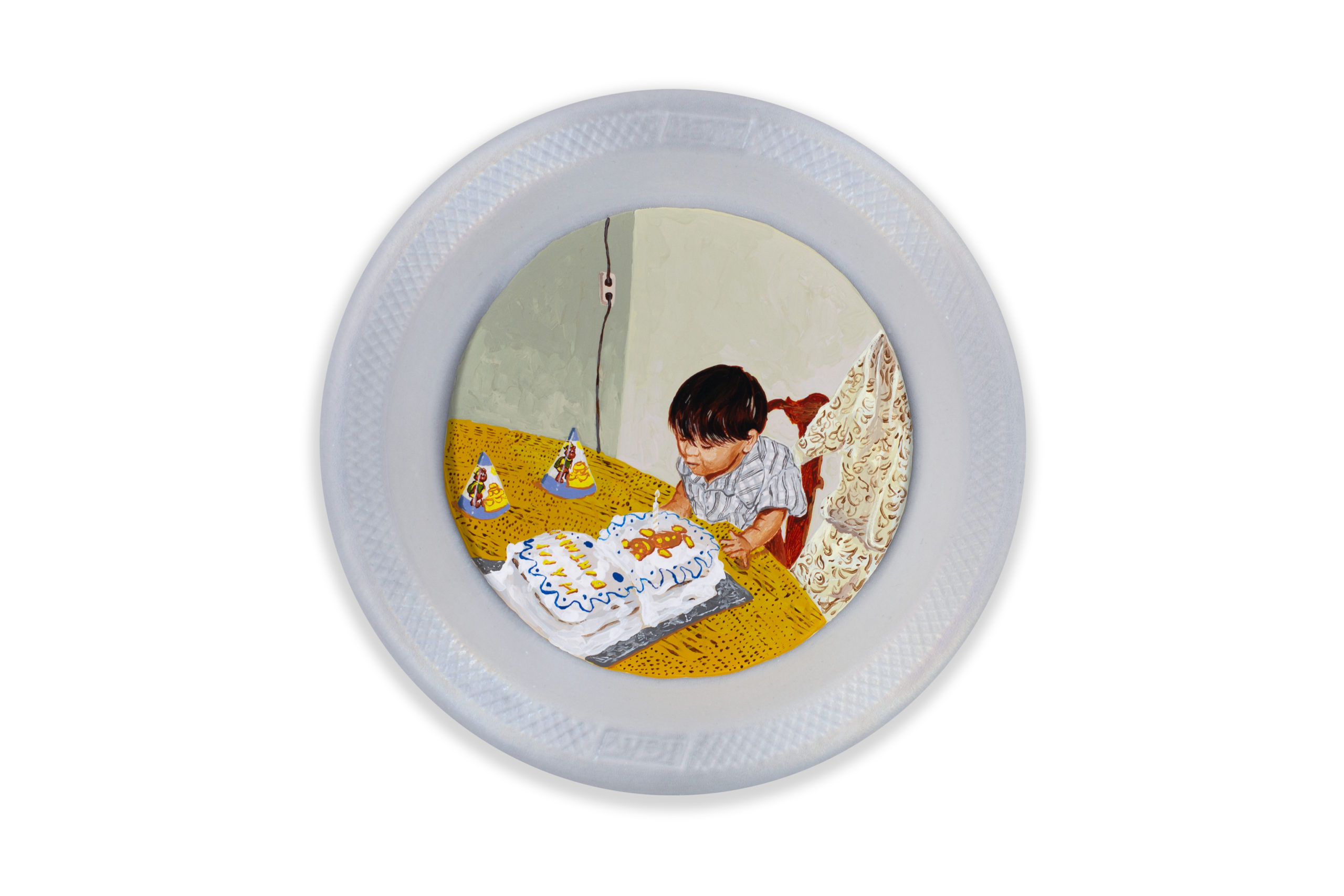 

											Fernando Andrade</b>

											<em>
												Homemade Cakes and Piñatas</em> 

											<h4>
												Santa Fe: June 10 – August 27, 2022											</h4>

		                																																													<i>Pastel de Vainilla,</i>  
																																								2022, 
																																								Acrylic on Primed Styrofoam Plate, 
																																								9 inches in diameter 
																								
		                				