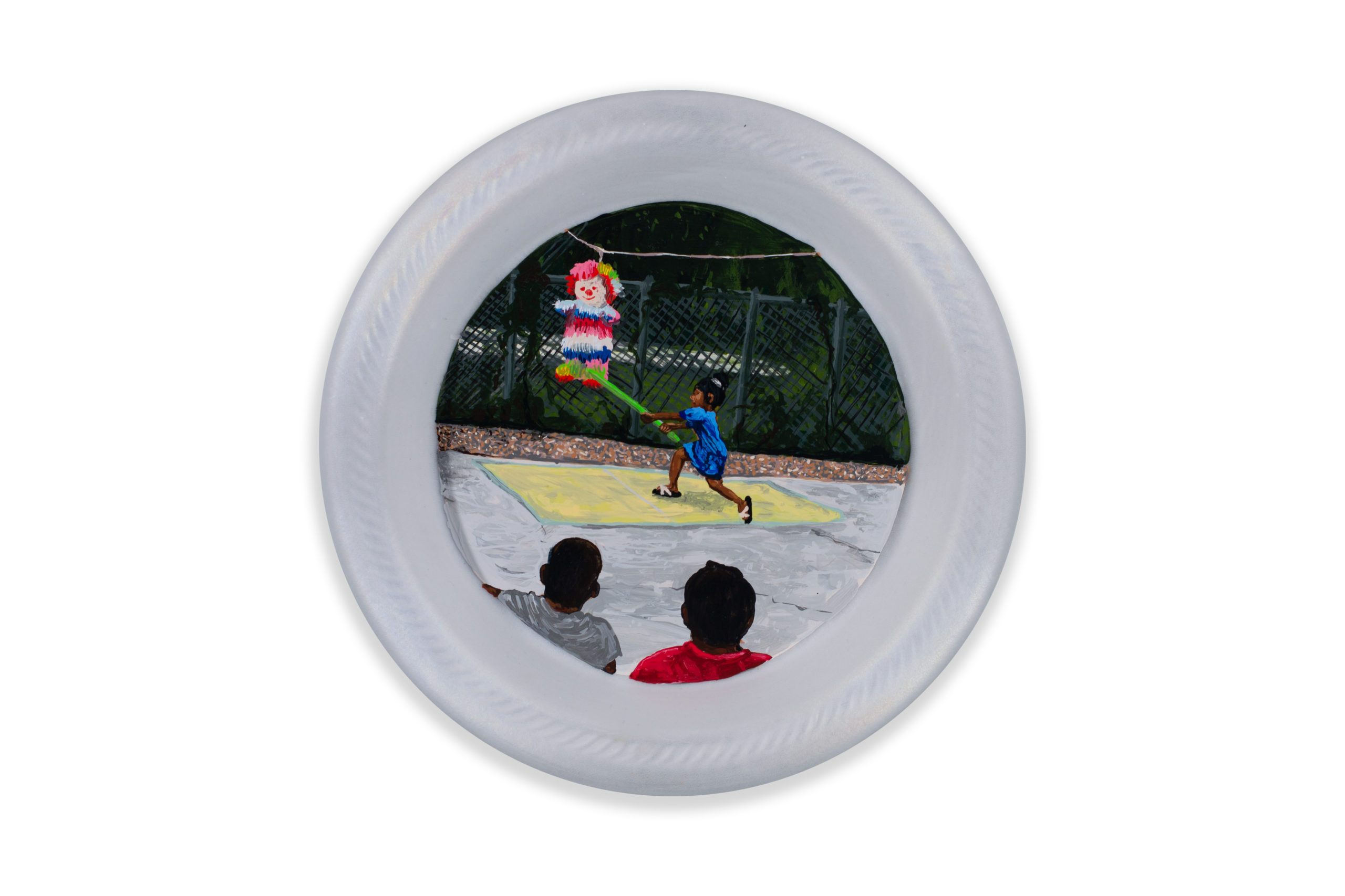 

											Fernando Andrade</b>

											<em>
												Homemade Cakes and Piñatas</em> 

											<h4>
												Santa Fe: June 10 – August 27, 2022											</h4>

		                																																													<i>Patsy,</i>  
																																								2022, 
																																								Acrylic on Primed Styrofoam Plate, 
																																								9 inches in diameter 
																								
		                				