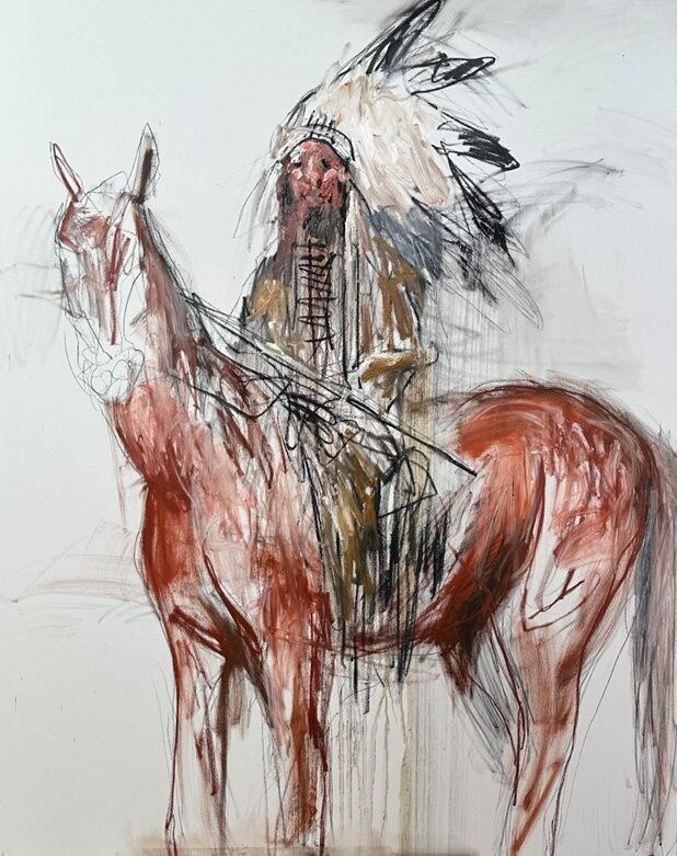 
							

									Patrick Dean Hubbell									Not Your Reference: American Western Art 2023									oil, oil stick, charcoal on canvas, wood lattice strip frame<br />
60 x 48 x 1 3/4 inches									


							