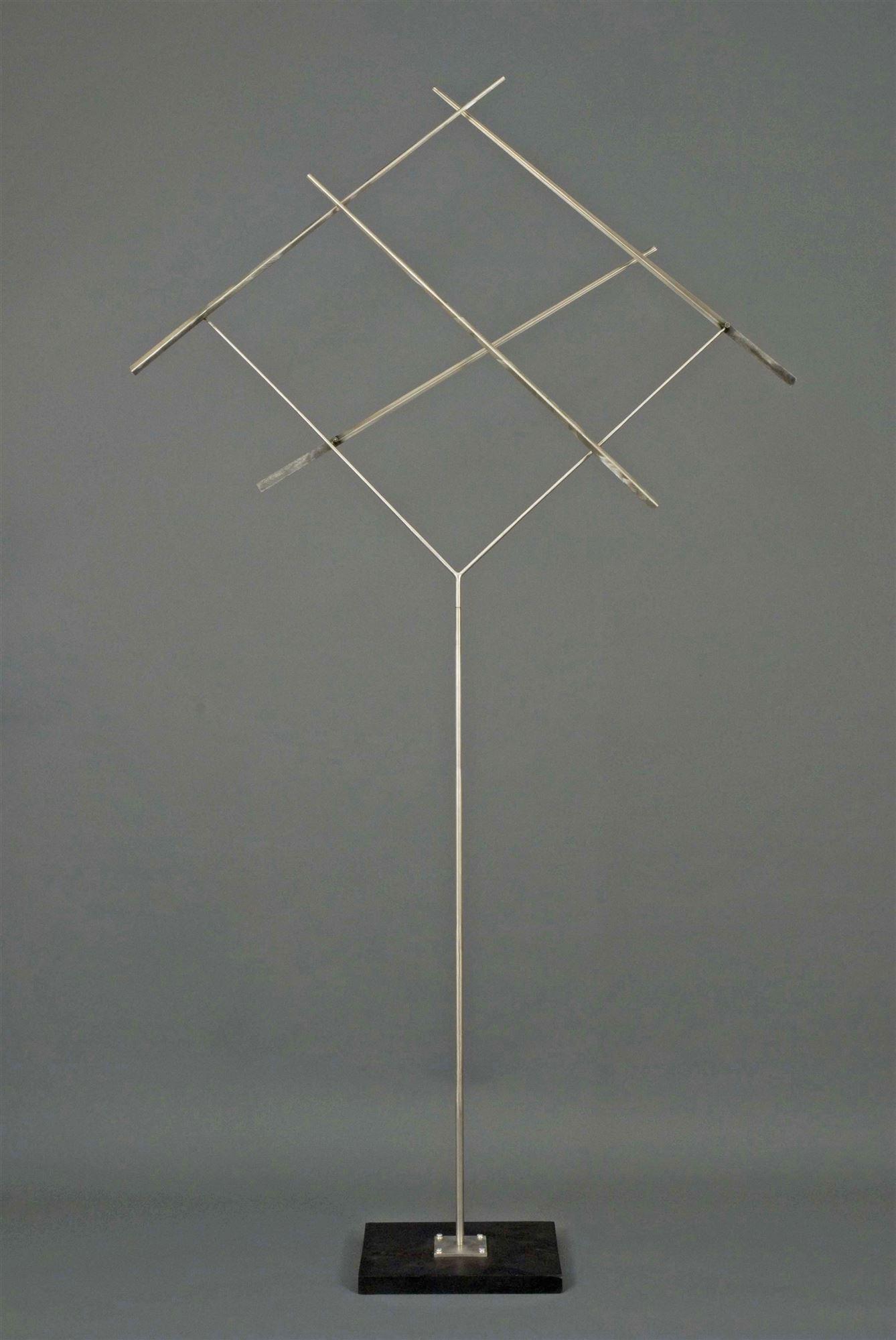 
		                					George W. Rickey		                																	
																											<i>Four Lines Oblique Gyratory - Tall Stem,</i>  
																																								1978, 
																																								Four stainless steel rods on tripod base, 
																																								94 1/2 inches 
																								
		                				