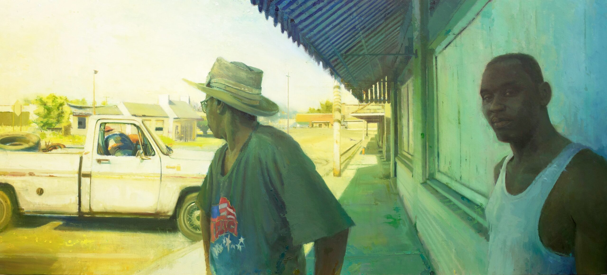 
		                					Tom Birkner		                																	
																											<i>Some Men in Mississippi,</i>  
																																								2015, 
																																								oil on canvas, 
																																								39 x 83 x 1 1/2 inches 
																								
		                				