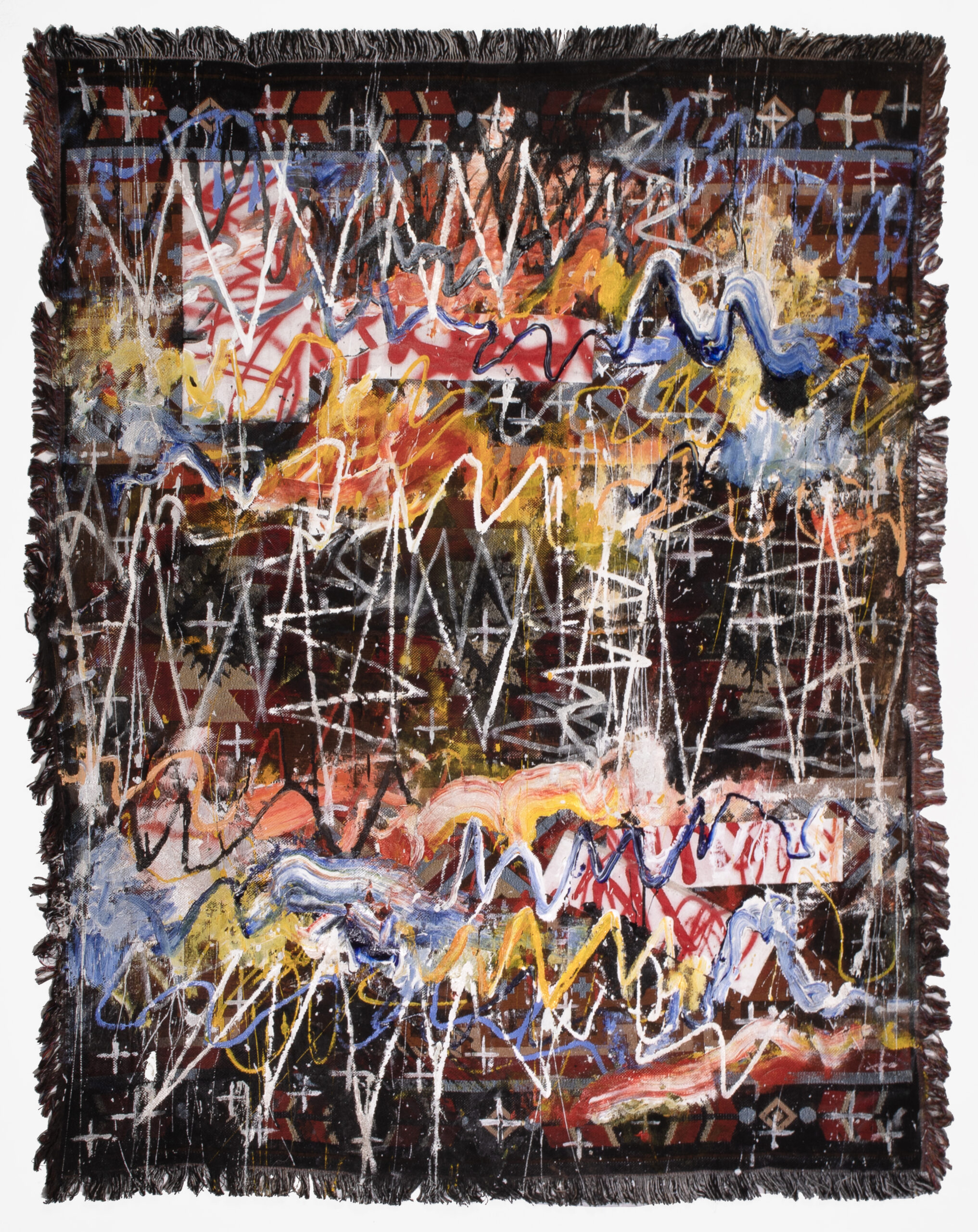
							

									Patrick Dean Hubbell									The People Will Always Be Of This Earth; And Connected To The Stars 2022									oil, acrylic, enamel, charcoal, paper, polymer, canvas, mass manufactured synthetic textile<br />
66 x 54 inches									


							