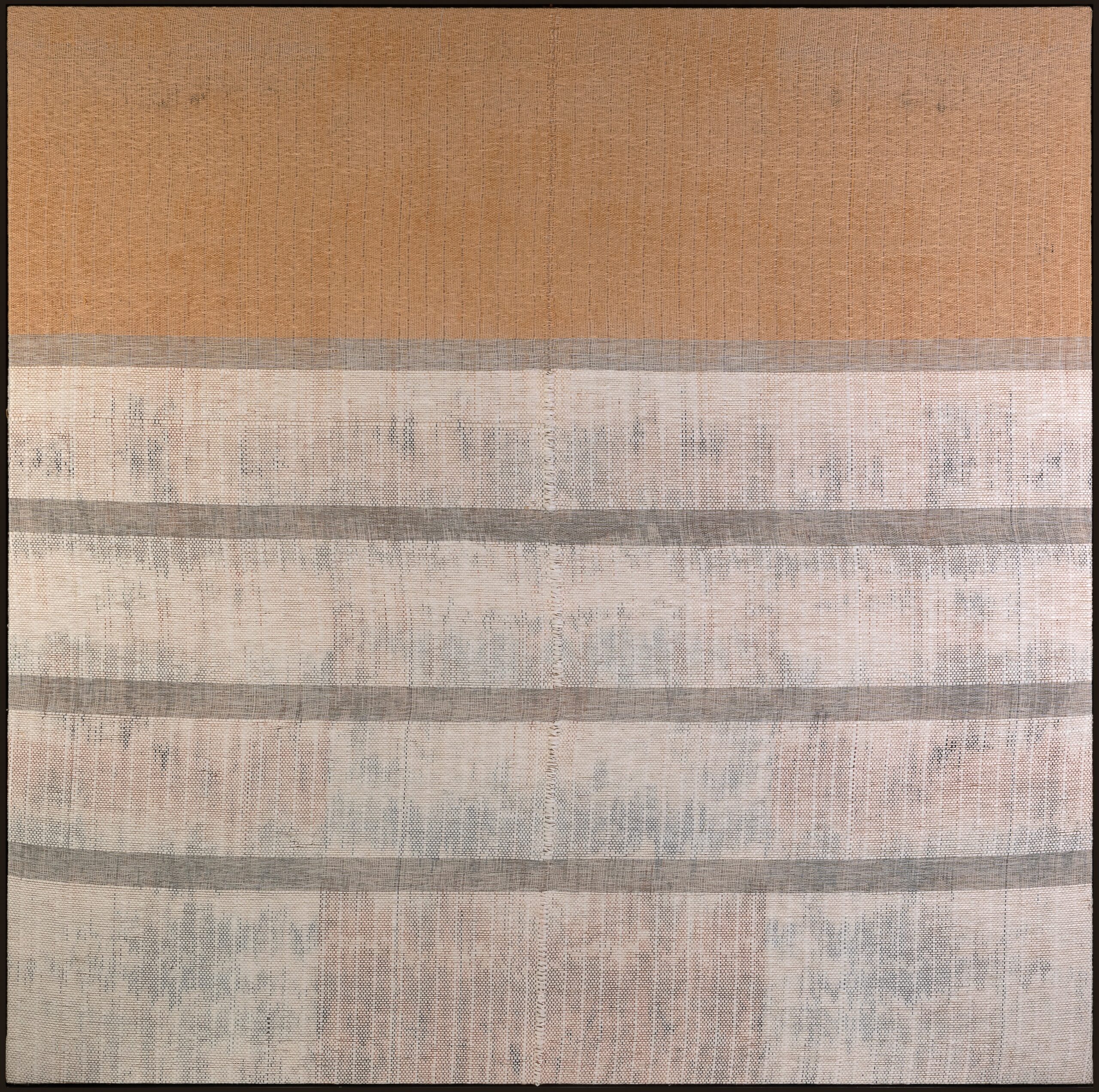 
							

									Elizabeth Hohimer									Sounds Connected by Daylight 2024									paper, linen, Texas cotton, paint<br />
60 3/4 x 60 3/4 x 2 inches<br />
sold									


							