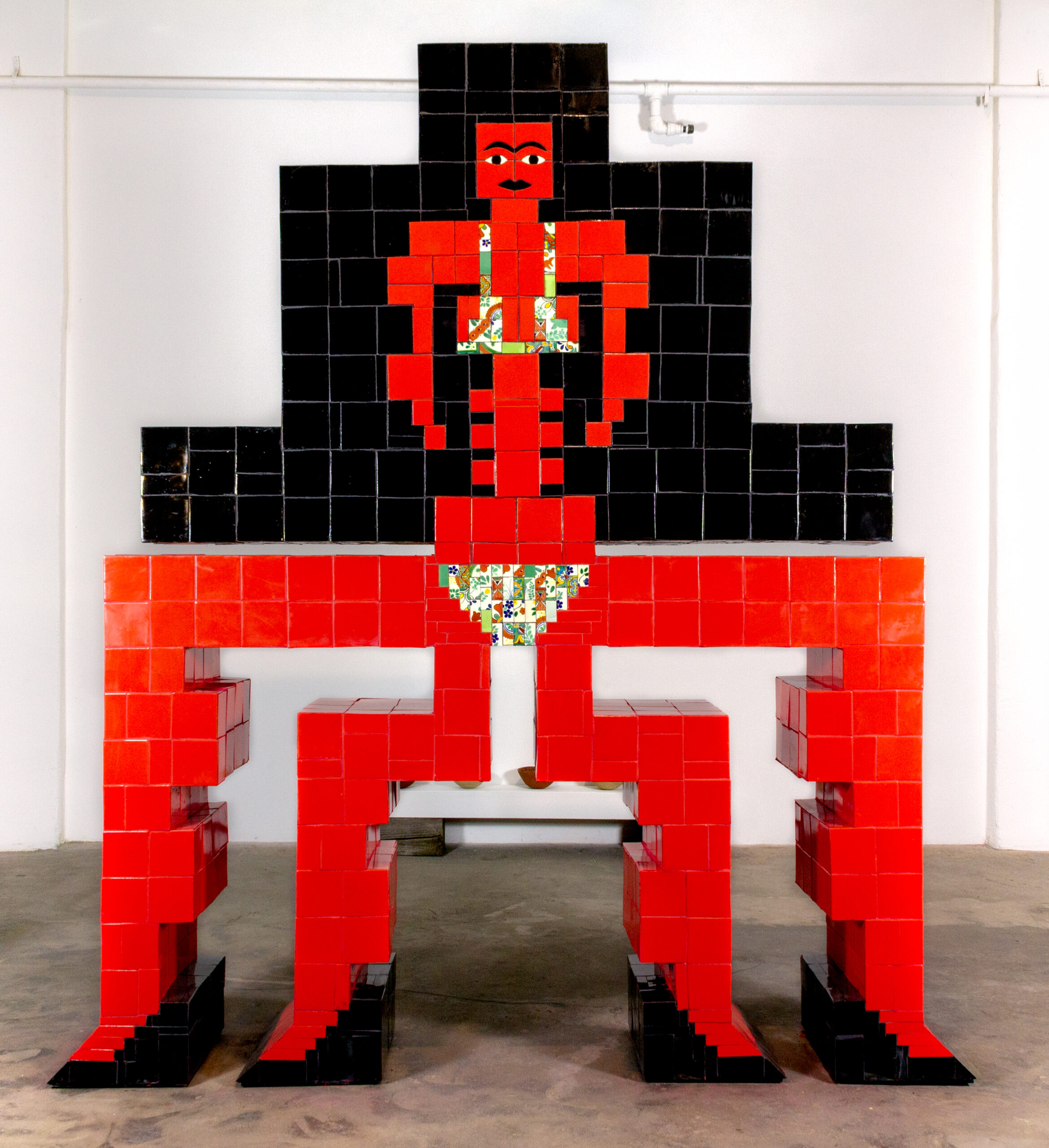 
							

									Esther Elia									Miztanta Protective Deity 2023									Mexican tile, grout, epoxy, cement board, and plywood<br />
96 x 96 x 36 inches									


							