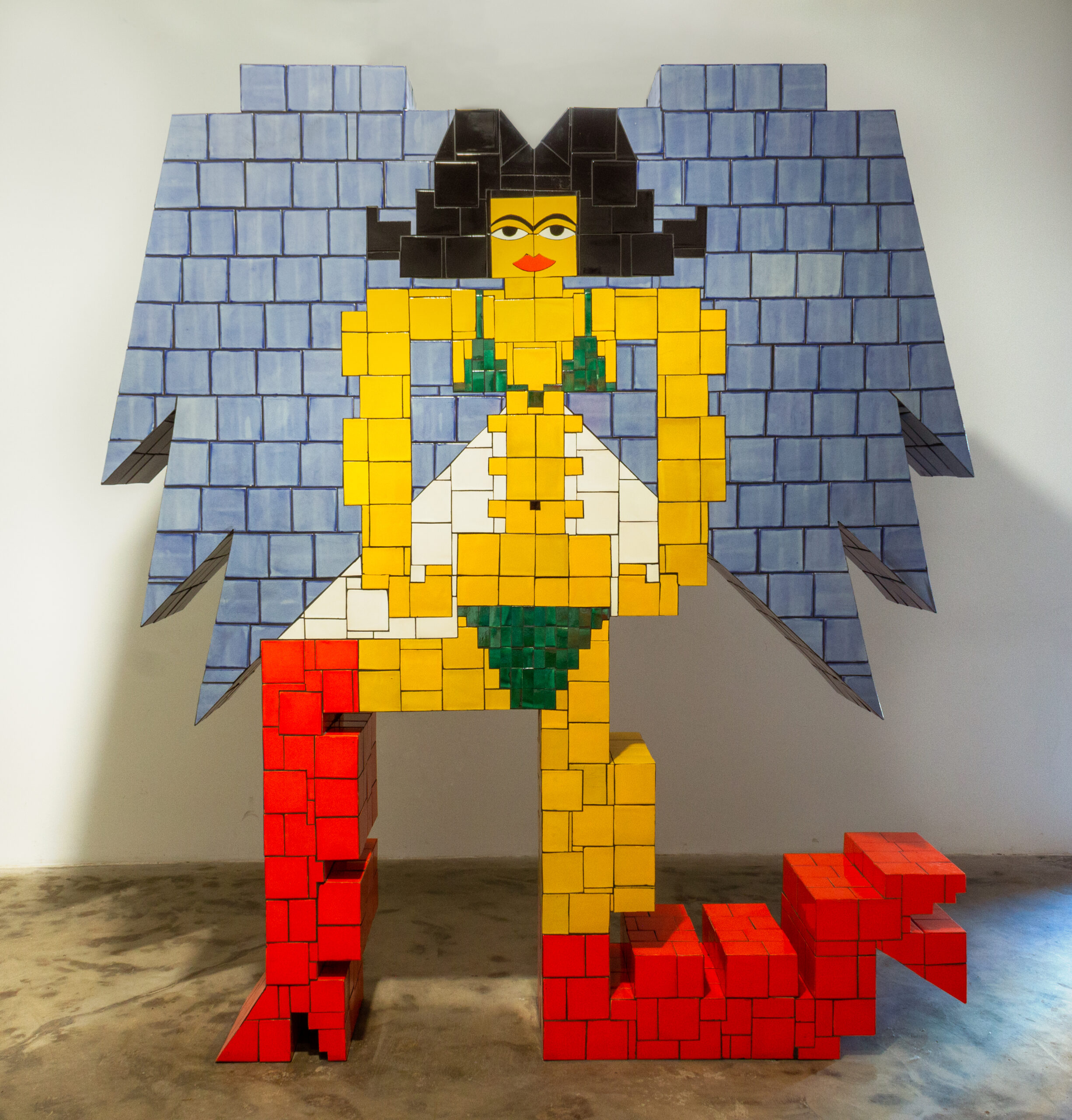 
							

									Esther Elia									Malikta Protective Deity 2023									Mexican tile, grout, epoxy, cement board, and plywood<br />
96 x 96 x 36 inches									


							