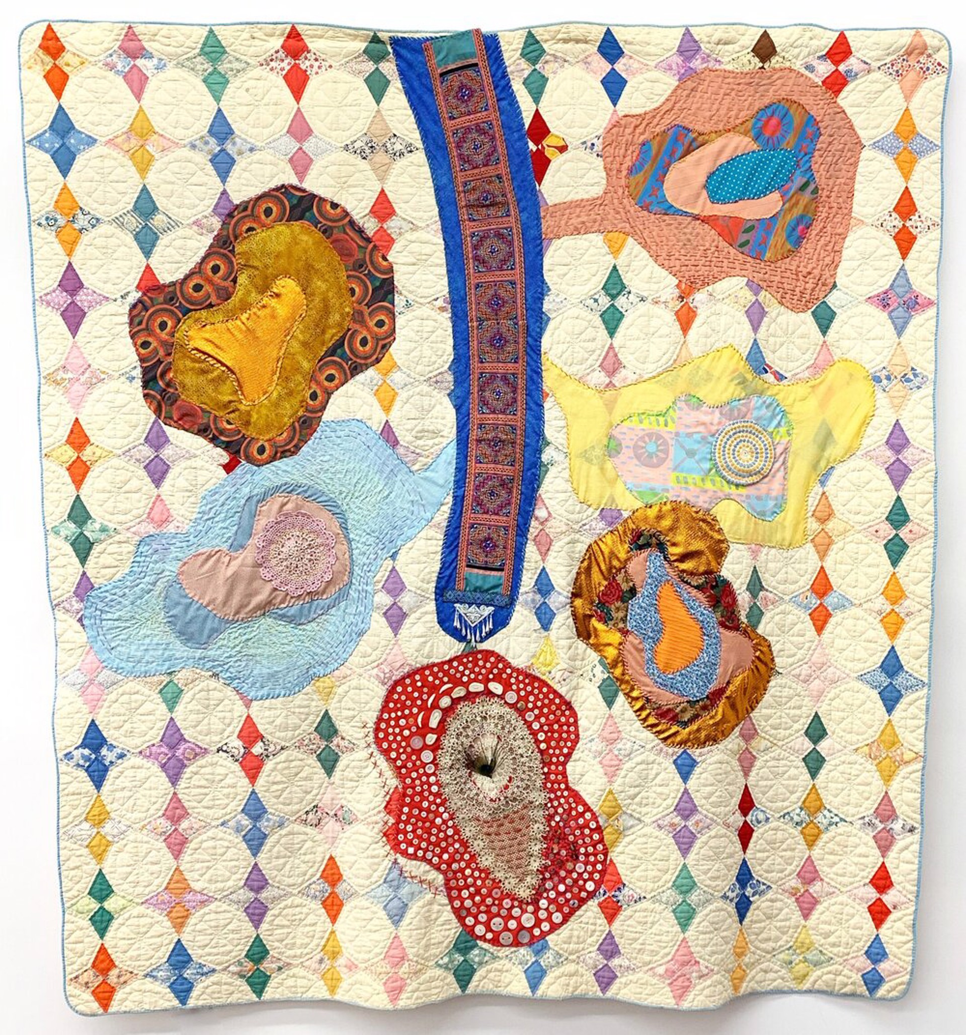 
							

									Hattie Lee Mendoza									Heirloom Transmigration 2019									mixed media, fiber art<br />
78 x 71 inches									


							