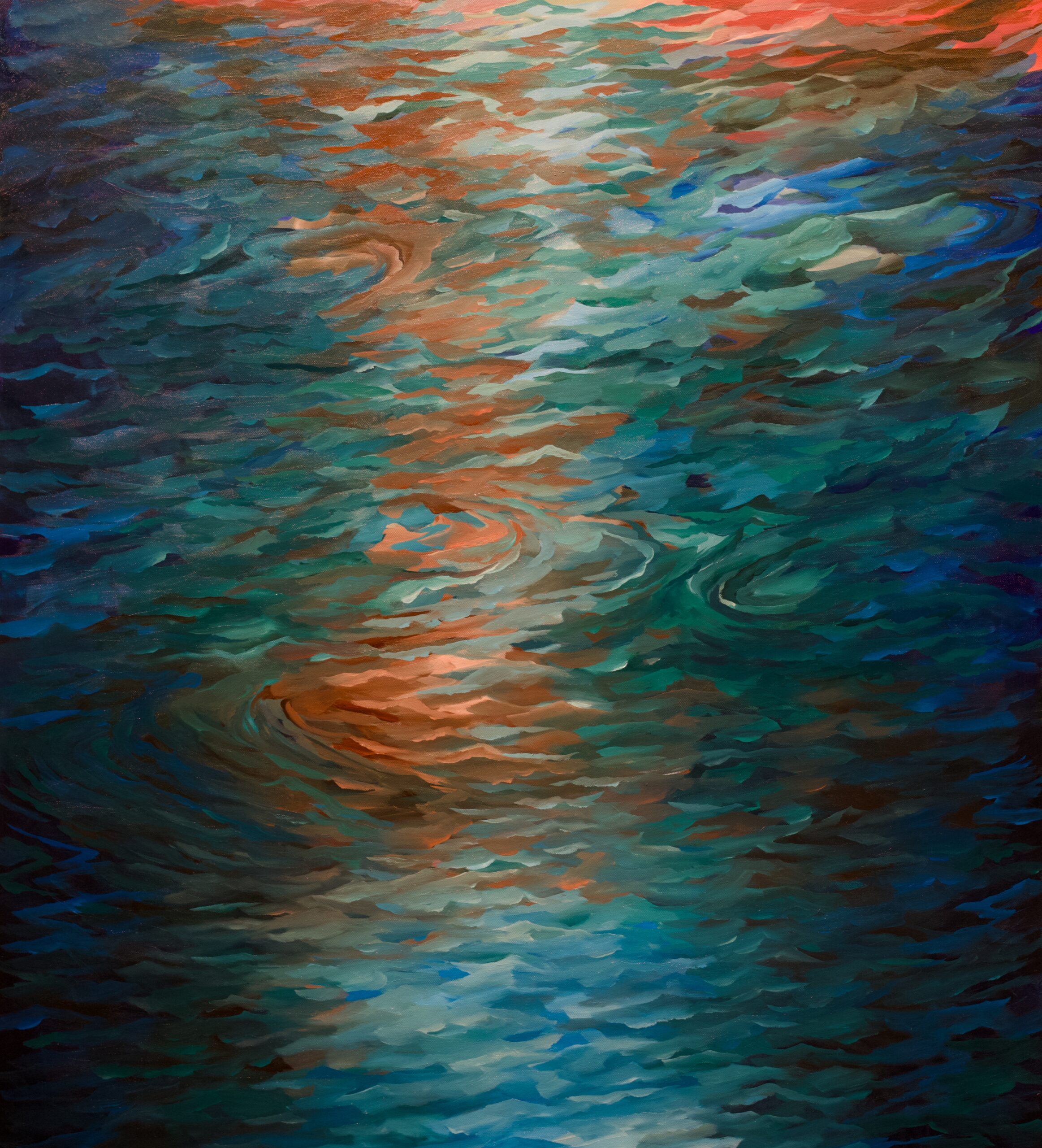 
							

									Steven J. Yazzie									River Song Braiding Through Silence 2025									oil on canvas<br />
40 x 36 inches									


							