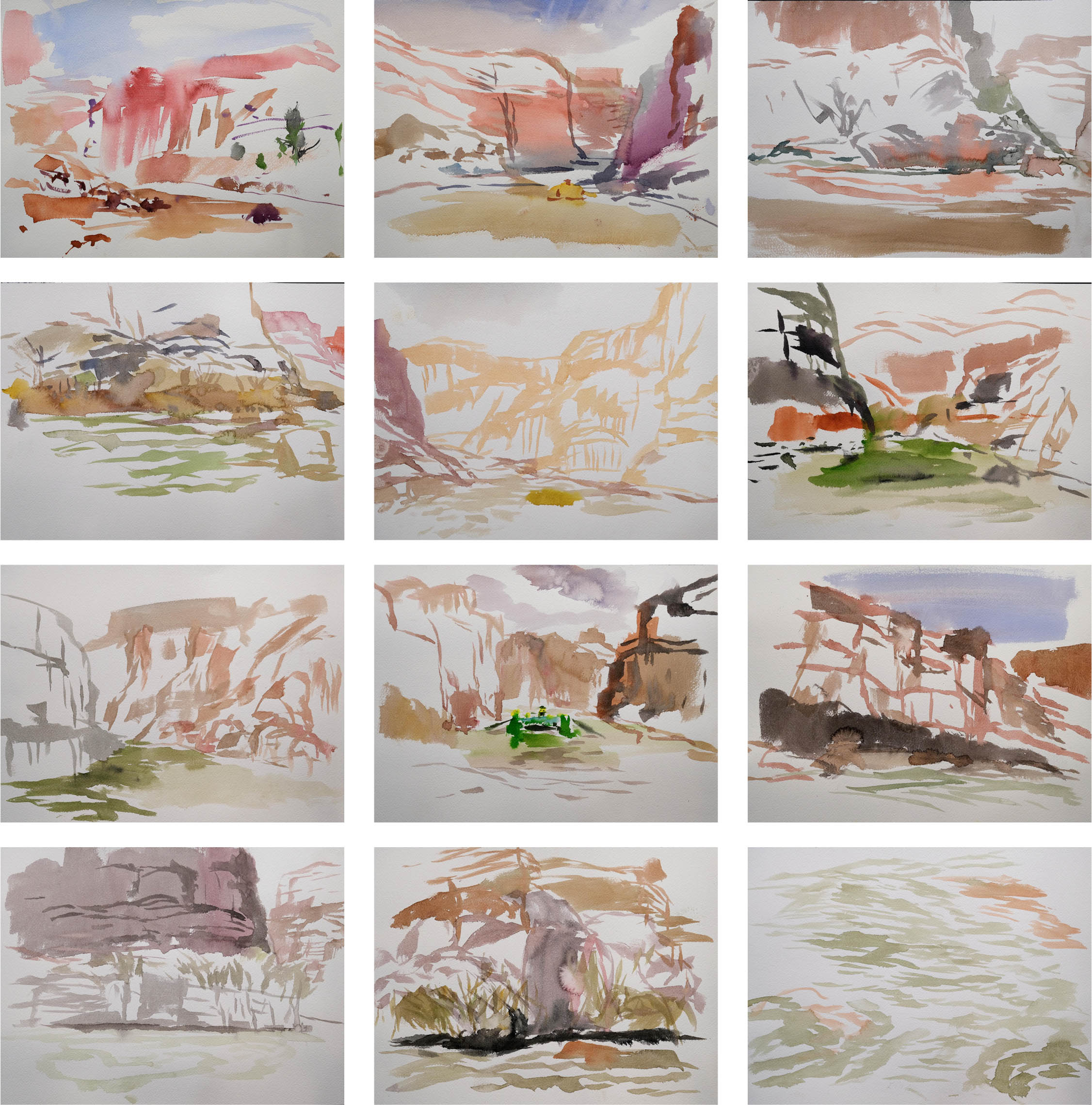 
							

									Steven J. Yazzie									Drifting & Painting San Juan River 2024									Suite of 12 watercolors, 10 1/4 x 14 1/8 x 1 inches (each)									


							